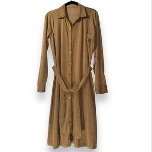 L.L. Bean Indispensable Knits Button Long Sleeve Wrap Midi Length Dress Size S